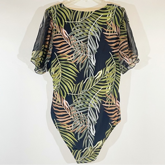 NWOT Shein Multicolored Tropical Safari One Piece Swim Suit - Picture 2 of 11